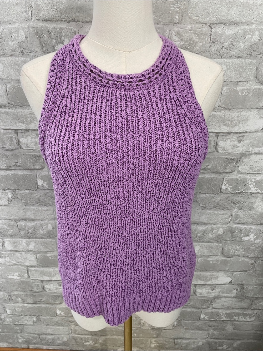 J.Crew High-Neck Textured Pointelle Sweater Tank